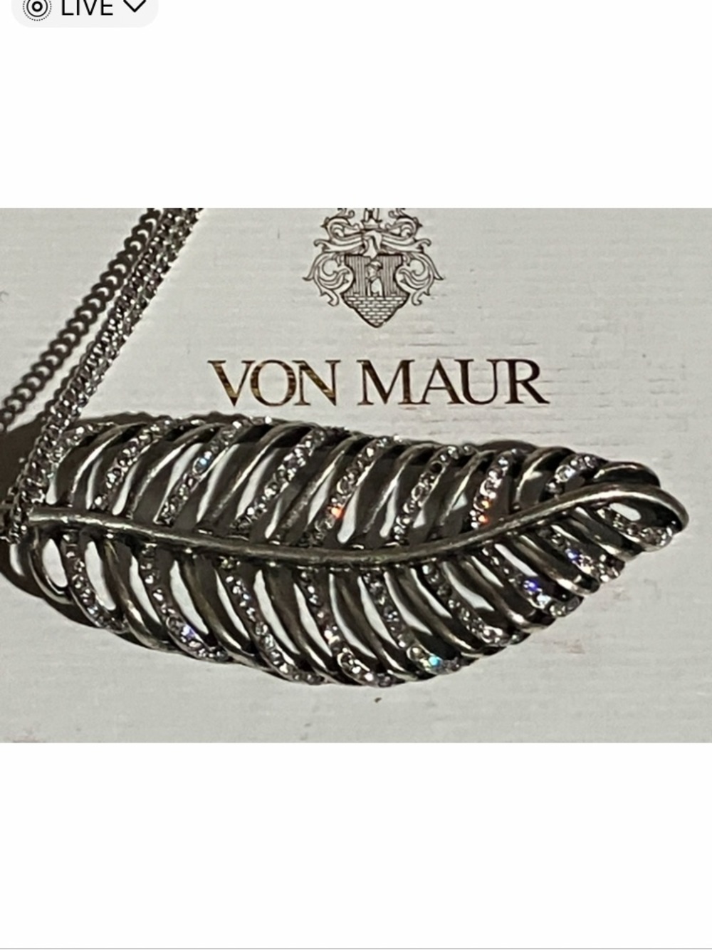 New Von Maur Silver Leaf Lab-grown Diamond Pendant Necklace in Box